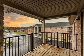 Apartment balcony with sunset view